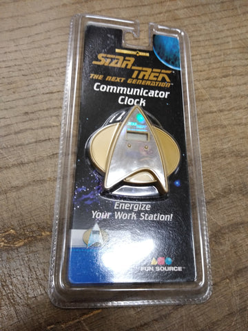 Vtg NOS Sealed 1997 Star Trek The Next Generation Communicator Clock Fun Source