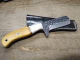 Custom Hand Made Carbon Steel Bull Cutter Knife 4" Blade 4.5" Handle w/Sheath!