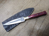 Custom Hand Made Carbon Steel Dagger Knife 4.25" Blade Purple Handle w/Sheath!