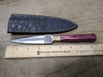 Custom Hand Made Carbon Steel Dagger Knife 4.25" Blade Purple Handle w/Sheath!