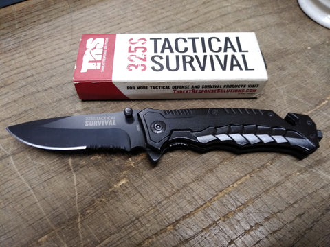 NOS TRS 325S Tactical Survival Pocket Knife 3.25" Blade Aluminum Handle w/Box!