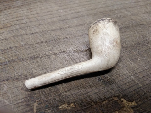 Vtg Antique Marked CORK White Clay Colonial Fancy Smoking Tobacco Pipe 2.5"
