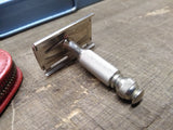 Vtg Gillette 3 Piece Travel Razor with Case Date Code K-2 1965 Great Shape!