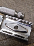 Vtg Gillette 3 Piece Travel Razor with Case Date Code K-2 1965 Great Shape!