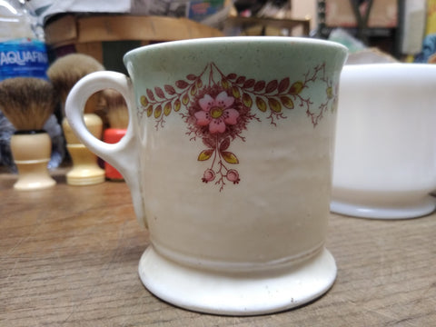 Vtg China Shaving Mug Cup Hand Painted Floral Vines Wreath Trim