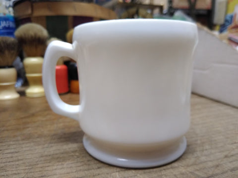 Vtg Hazel Atlas? Milk Glass Shaving Footed Mug Cup 3.5" Tall D Handle 1940s-50s