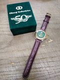 Vtg OBERG INDUSTRIES Men's Quartz Wrist Watch 1948-1998 w/Box Works Nice Shape!