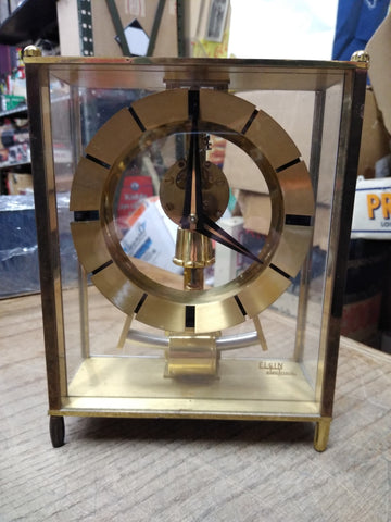 Vtg Elgin Electronics 6 J Unadj Skeleton Acrylic Desk Mantel Clock Parts/Repair