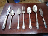 Vtg 47 Pc Holmes & Edwards Inlaid Silver Plated Lovely Lady Flat Ware Set w/Case