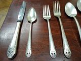 Vtg 47 Pc Holmes & Edwards Inlaid Silver Plated Lovely Lady Flat Ware Set w/Case