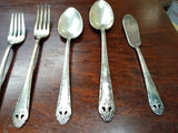 Vtg 47 Pc Holmes & Edwards Inlaid Silver Plated Lovely Lady Flat Ware Set w/Case