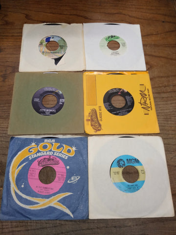 Vtg 6 Pc 45 RPM Record Lot Mungo Jerry Sammy Davis Taco John Denver Leo Sayer