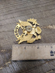 Vtg ROTC E Pluribus Unum Gold Hat Cap Badge Spread Wing Eagle Crest Screw Back