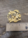 Vtg ROTC E Pluribus Unum Gold Hat Cap Badge Spread Wing Eagle Crest Screw Back