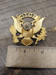 Vtg ROTC E Pluribus Unum Gold Hat Cap Badge Spread Wing Eagle Crest Screw Back