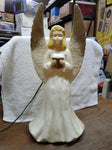 Vtg Union Prod? Christmas Angel Blow Mold Lighted Hard Plastic Yard Decor 18"