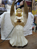 Vtg Union Prod? Christmas Angel Blow Mold Lighted Hard Plastic Yard Decor 18"