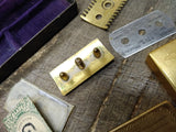 Vtg WW I Gillette Ball Tip Gold Tone Open Comb Razor Blade Bank Blades Orig Box!
