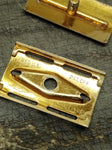 Vtg Gillette Ball Tip Gold Tech 3 Piece Safety Razor with 10 Original Blades