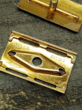 Vtg Gillette Ball Tip Gold Tech 3 Piece Safety Razor with 10 Original Blades