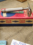 Vtg Date Code B-1 1956 Gillette 3 Pc Tech Safety Razor w/Blue Blades & Box Nice!