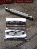 Vtg Date Code B-1 1956 Gillette 3 Pc Tech Safety Razor w/Blue Blades & Box Nice!