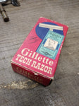 Vtg Date Code B-1 1956 Gillette 3 Pc Tech Safety Razor w/Blue Blades & Box Nice!