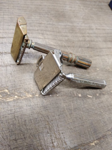 Vtg 2 Piece GEM Safety Razor Lot Brass Micromatic Clogpruf Brooklyn NY