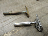 Vtg 2 Piece GEM Safety Razor Lot Brass Micromatic Clogpruf Brooklyn NY