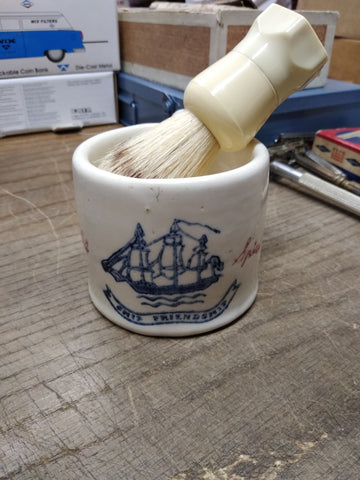 Vtg 3 Pc Lot Old Spice Shaving Mug Century Pure Badger Brush Williams Shave Soap