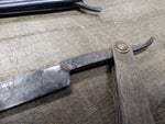Vtg 2 Pc Straight Razor Parts Repair Lot Wood Scales Hollow Ground Clauberg Bros