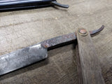 Vtg 2 Pc Straight Razor Parts Repair Lot Wood Scales Hollow Ground Clauberg Bros