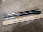 Vtg 2 Pc Straight Razor Parts Repair Lot Wood Scales Hollow Ground Clauberg Bros