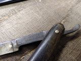 Vtg Antique Straight Razor BAUER Solingen Germany Wooden Scales