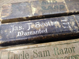 Vtg Antique 5 Pc Straight Razor Empty Box Lot C Klauberg Uncle Sam Jas T Scott