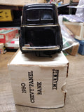 Vtg ERTL Diecast Metal 1950 Chevy Panel Delivery Van Black Coin Bank 1:25 USA!