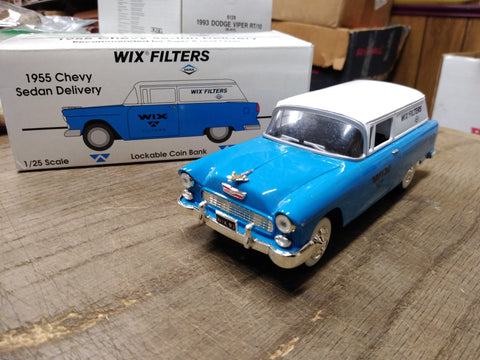 Vtg Liberty Classic WIX Filters Diecast Metal 1955 Chevy Delivery Coin Bank 1:25