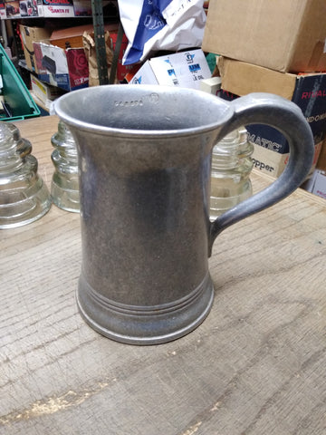 Vtg CARSON Pewter Metal Tavern MUG Beer Ale Tankard Stein Cup 6.25" Nice Patina!