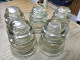 Vtg 5 Piece Lot Armstrong's Light Green Glass Phone Electric Pole Insulators