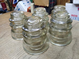 Vtg 5 Piece Lot Armstrong's Light Green Glass Phone Electric Pole Insulators