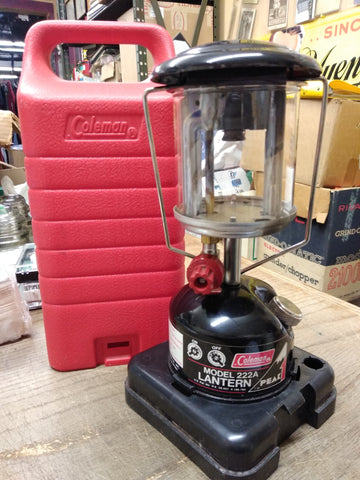 Vtg 1984 Coleman Gas Black Lantern 222A Peak 1 Single Mantel Canada Carry Case