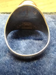 Vtg 925 Silver 14K Gold Wreath Fire Agate Unisex Ring Sz 10.5  3/4" x 7/8" Stone