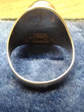 Vtg 925 Silver 14K Gold Wreath Fire Agate Unisex Ring Sz 10.5  3/4" x 7/8" Stone