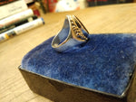 Vtg 925 Silver 14K Gold Wreath Fire Agate Unisex Ring Sz 10.5  3/4" x 7/8" Stone