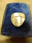 Vtg 925 Silver 14K Gold Wreath Fire Agate Unisex Ring Sz 10.5  3/4" x 7/8" Stone