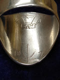Vtg 925 Silver 14K Gold Wreath Fire Agate Unisex Ring Sz 10.5  3/4" x 7/8" Stone