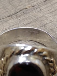 Vtg 925 Silver 14K Gold Wreath Fire Agate Unisex Ring Sz 10.5  3/4" x 7/8" Stone