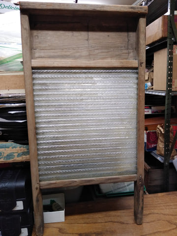 Vtg Antique Primitive Double Sided Glass Course Fabric Fine Linen Washboard Ohio