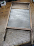 Vtg Antique Primitive Double Sided Glass Course Fabric Fine Linen Washboard Ohio