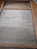 Vtg Antique Primitive Double Sided Glass Course Fabric Fine Linen Washboard Ohio